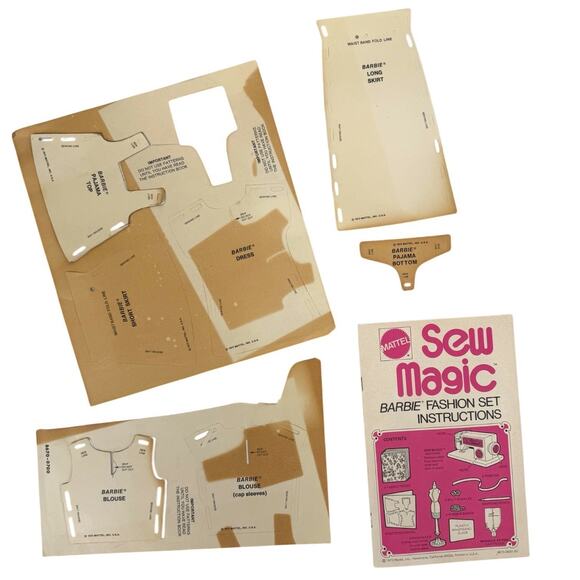 Mattel Other - Vintage 70s Mattel Barbie Sew Magic Doll Clothes Pattern Dress Skirt Instruction